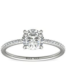 Petite Micropavé Diamond Engagement Ring in Platinum (1/10 ct. tw.)